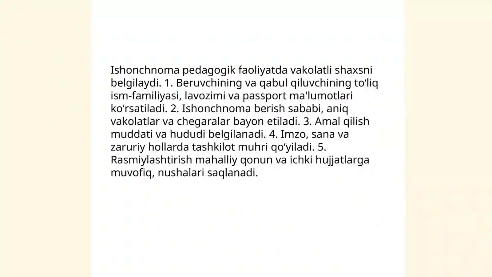 Pedagogik faoliyat bilan bogʻliq maʼlumot axborot hujjatlari ustida ishlash 3