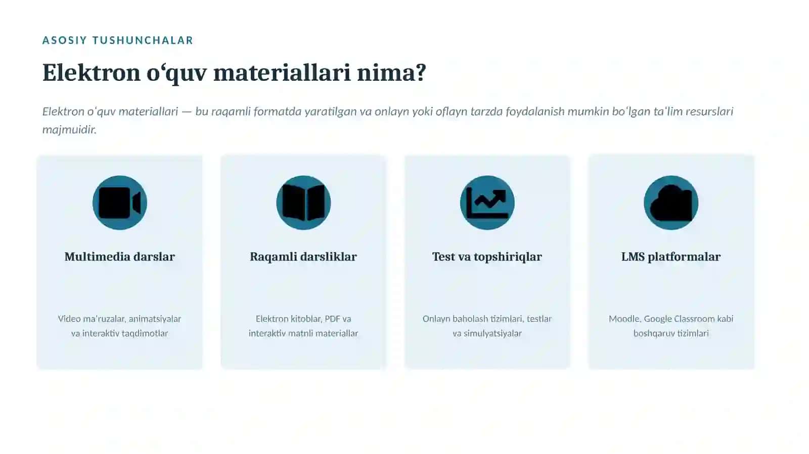 Elektron oʻquv materiallarini takomillashtirish va yangilab borish 3