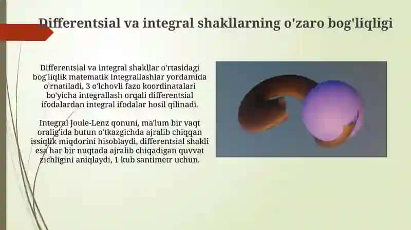 Om va Joul-Lents qonunlarining differentsial va integral koʻrinishlari 3