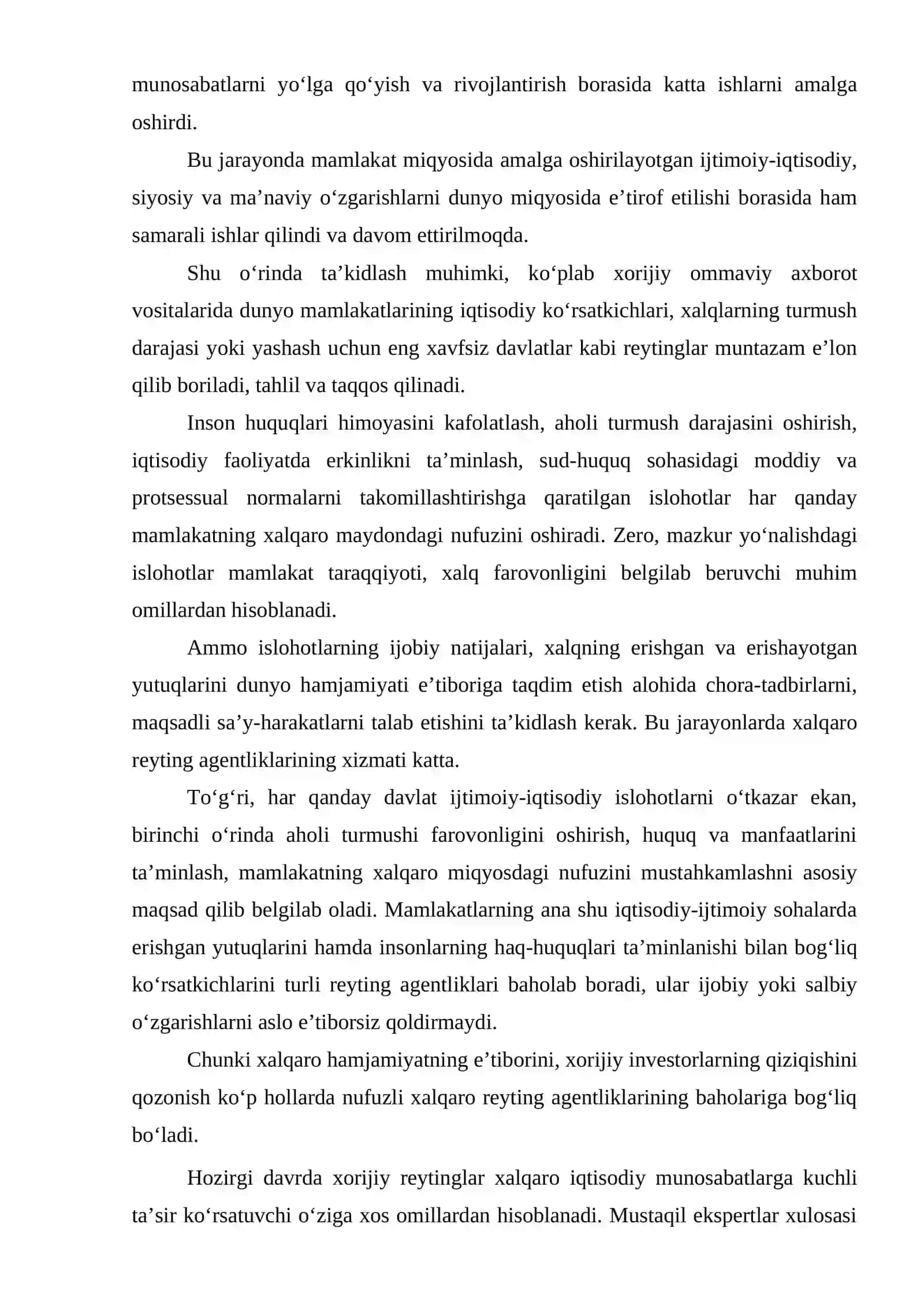 13-MАVZU. О‘ZBЕKISTОN RЕSРUBLIKАSINING ХАLQАRО RЕYTING VА INDЕKSLАRDАGI О‘RNI VА NUFUZINING ОRTIB BОRISHI 3