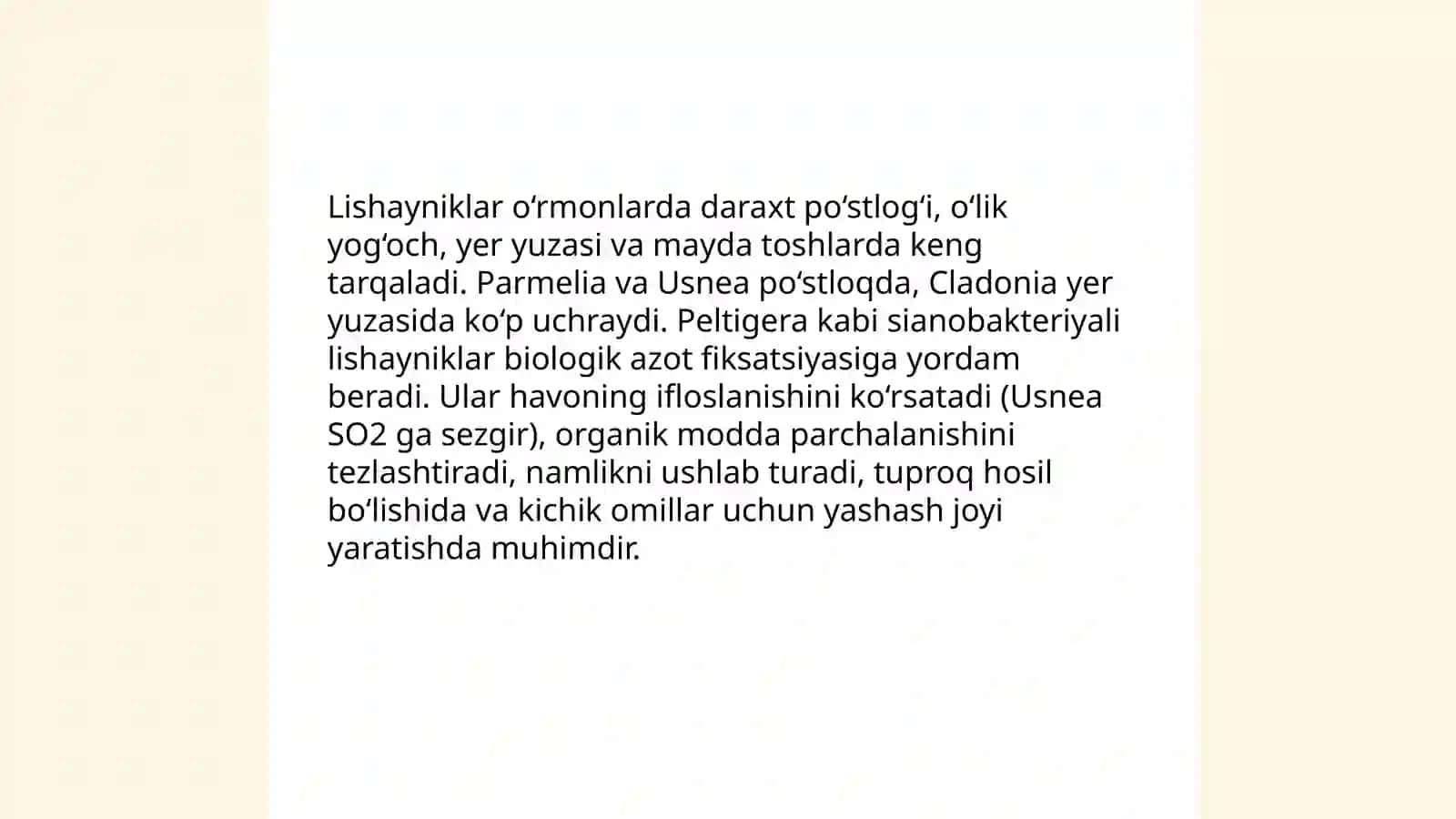 Lishayniklarning tabiatdagi tarqalishi va ahamiyati 3