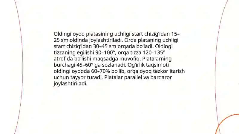 Yengil atletikada. Pastki startdan chiqish texnikasi 3