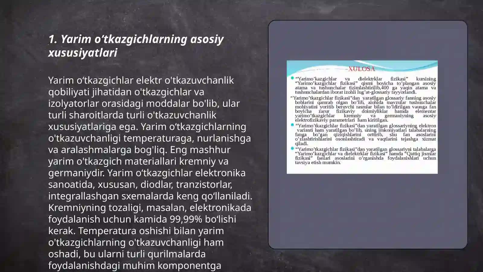 Yarim oʻtkazgichlarning xususiyatlari 3