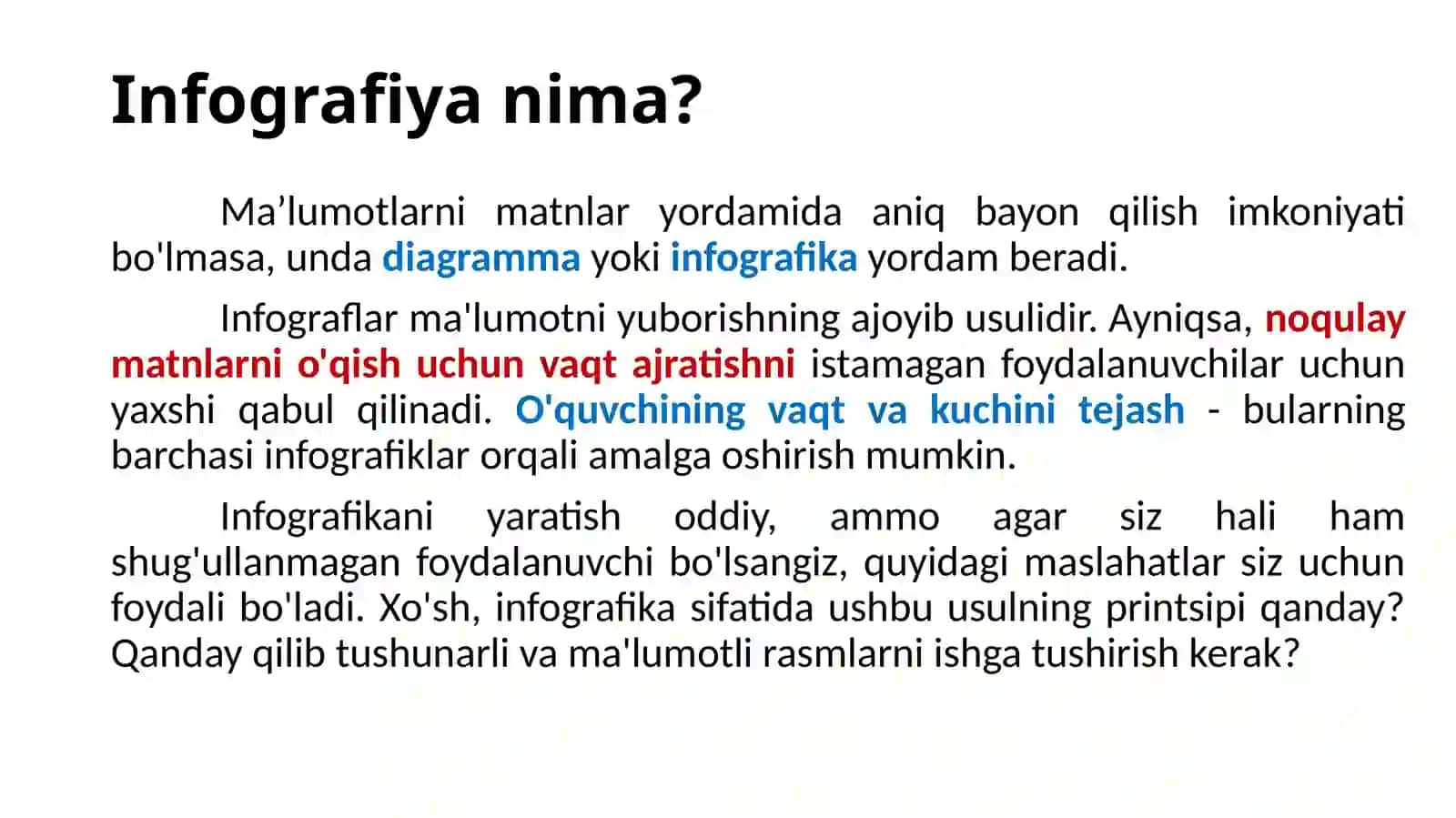 Ma’lumotlarni infografik ko‘rinishda tayyorlovchi dasturlar bilan ishlash 3
