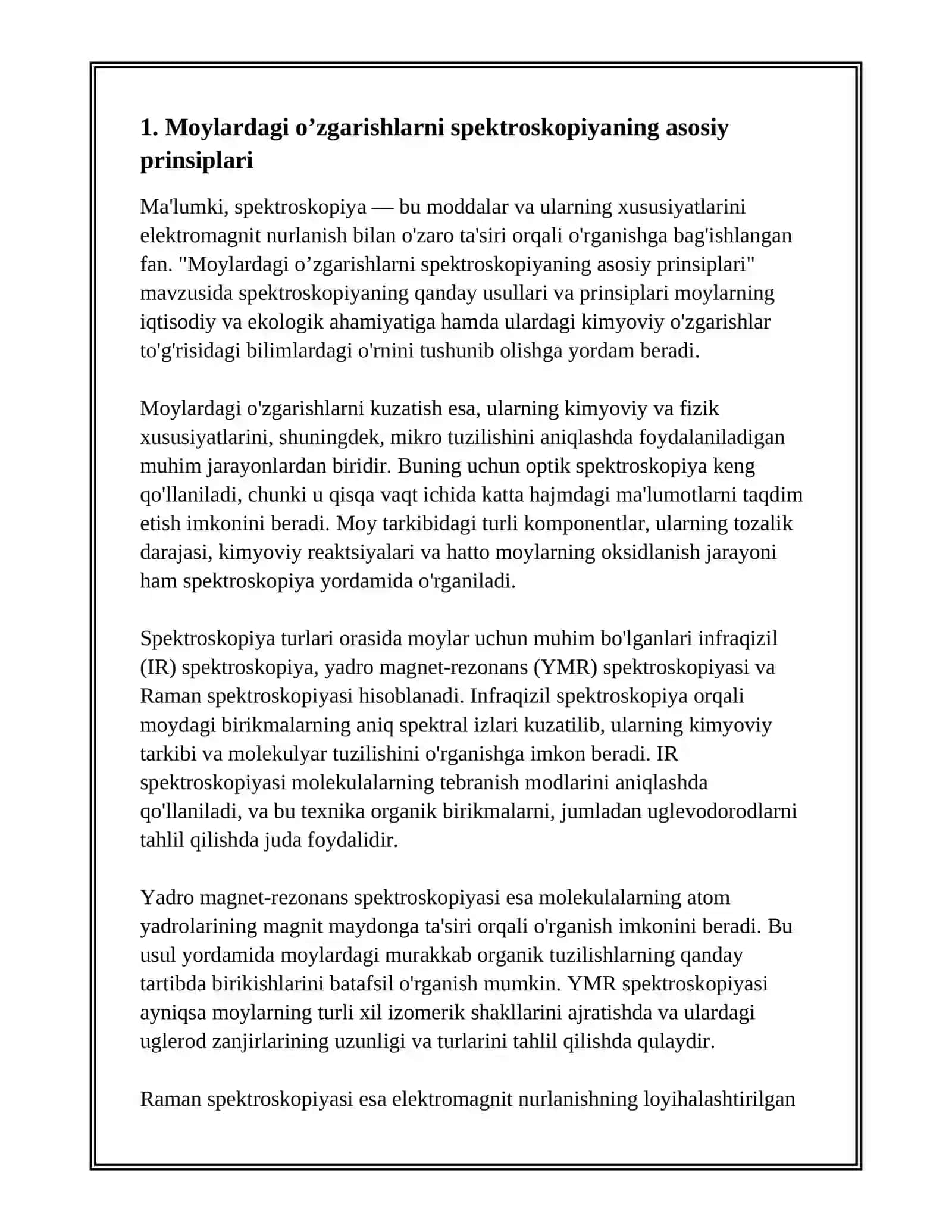MOYLARDAGI OʼZGARISHLARNI SPEKTROSKOPIK KUZATISH 3