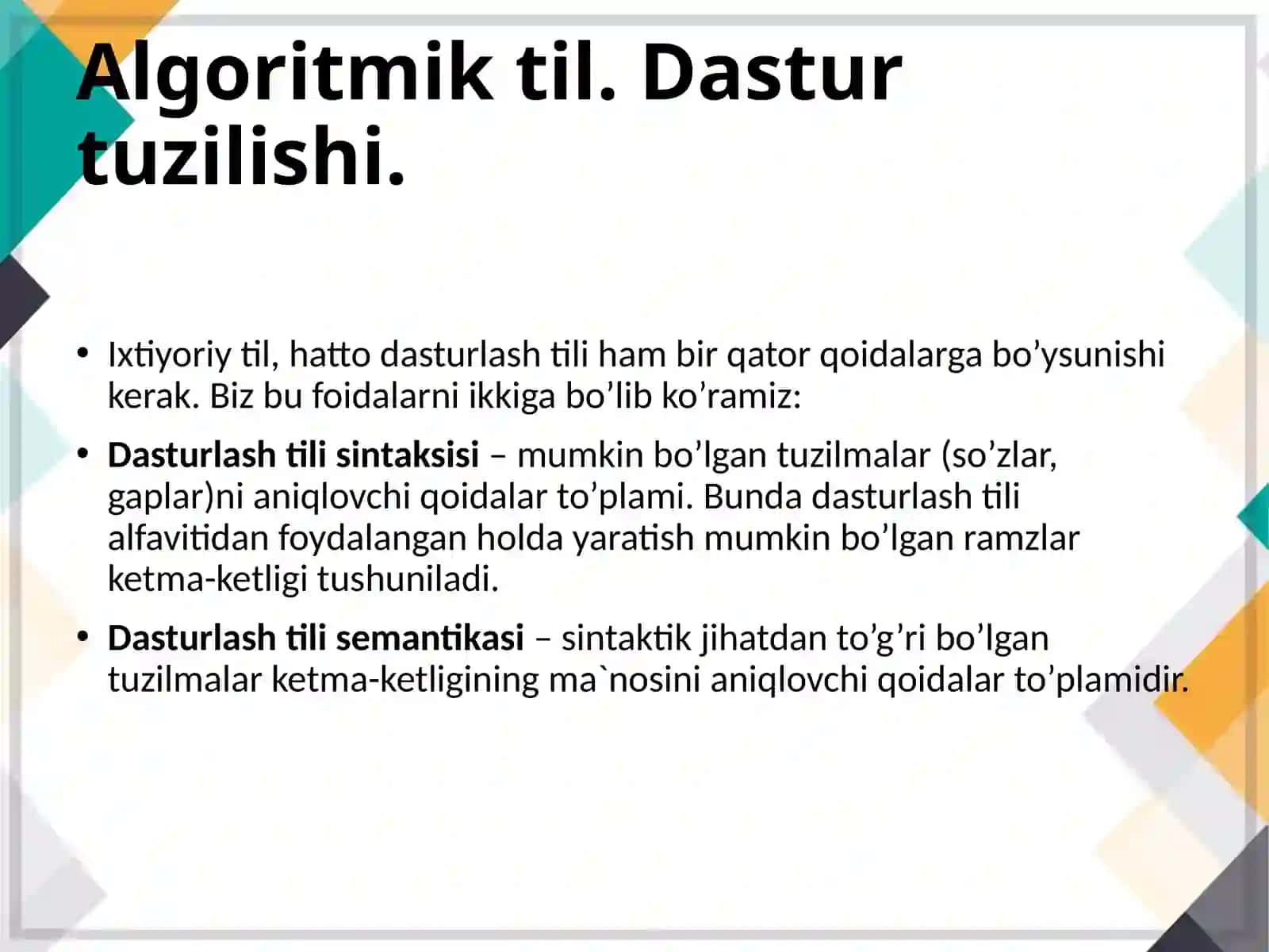 Dasturlash asoslari 3