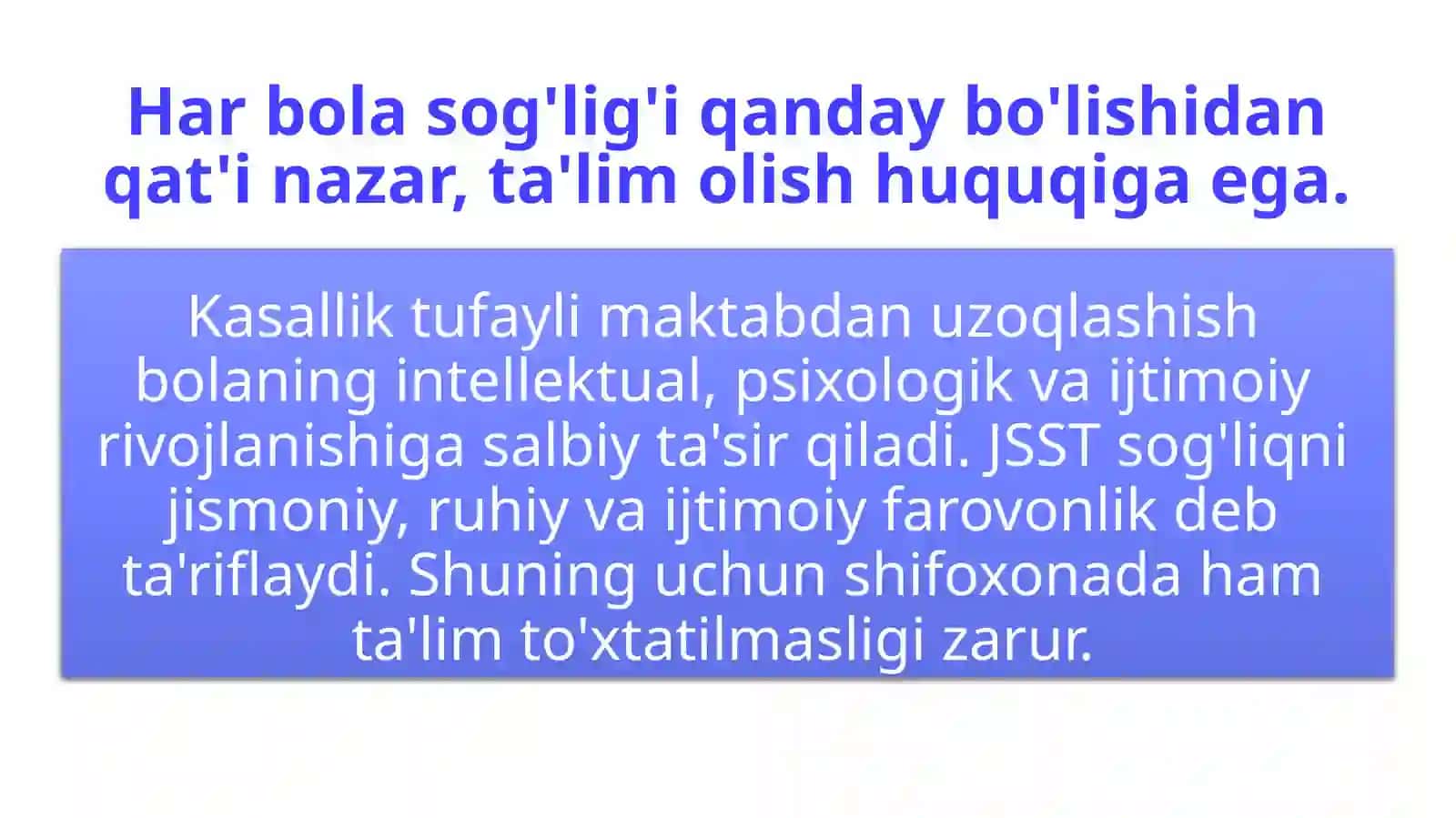 Shifoxonada Davolanayotgan Bolalarni Ta'limni Tashkil Etish 3