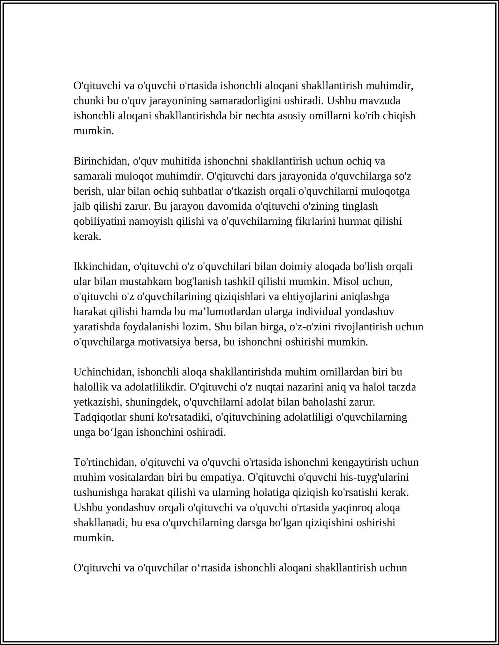 OQITUVCHI VA OQUVCHI ORTASIDA JONLI MULOQOTNI TASHKIL ETIAH 3