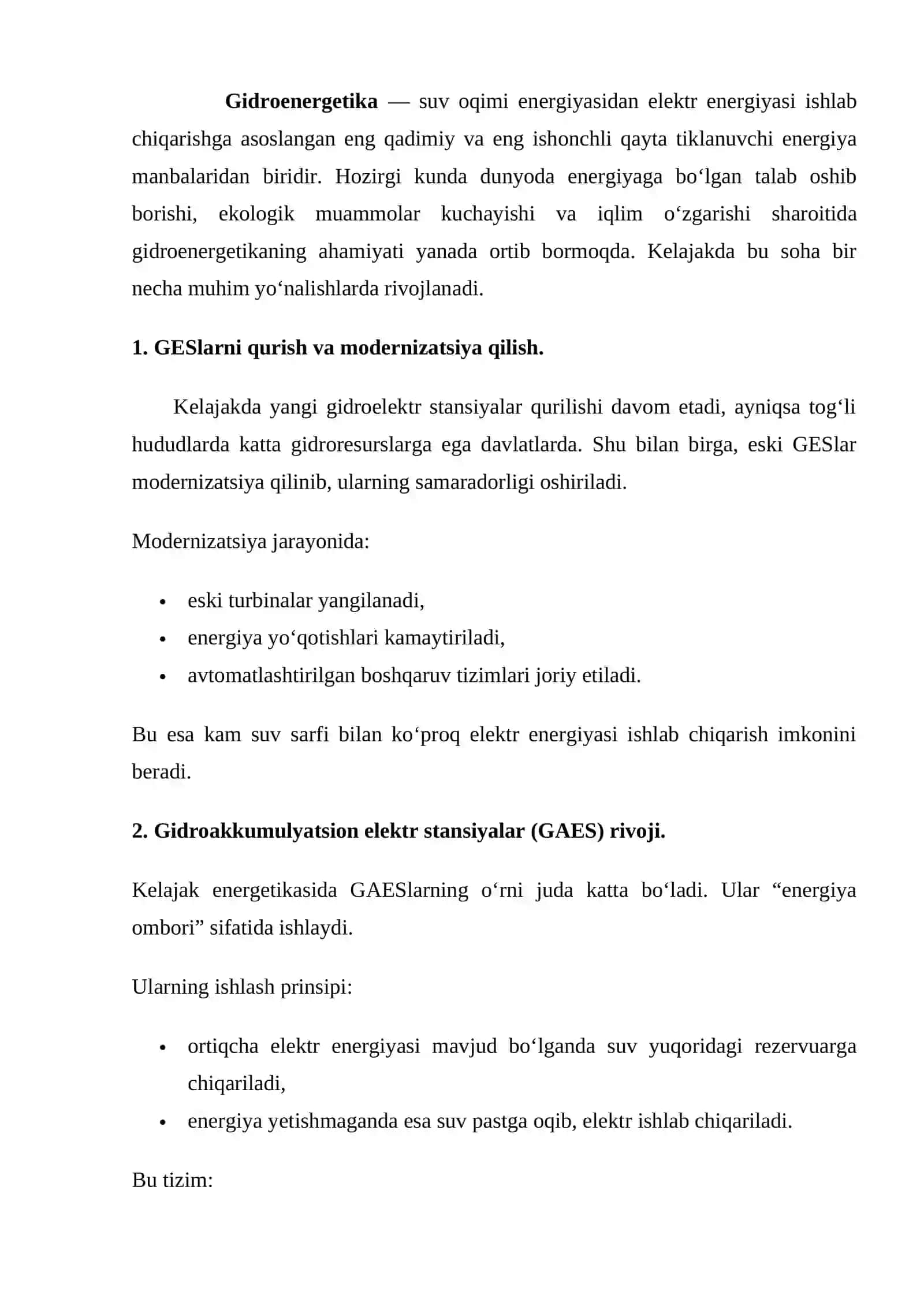 Gidroenergetikaning kelajakdagi rivojlanish yo‘nalishlari va muqobil energiya manbalari bilan integratsiyasi 3