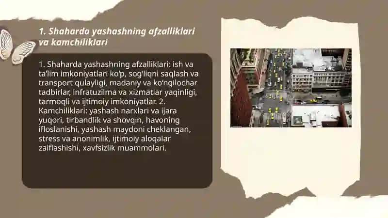 Shaharda yashashning afzalliklari va kamchiliklari 3