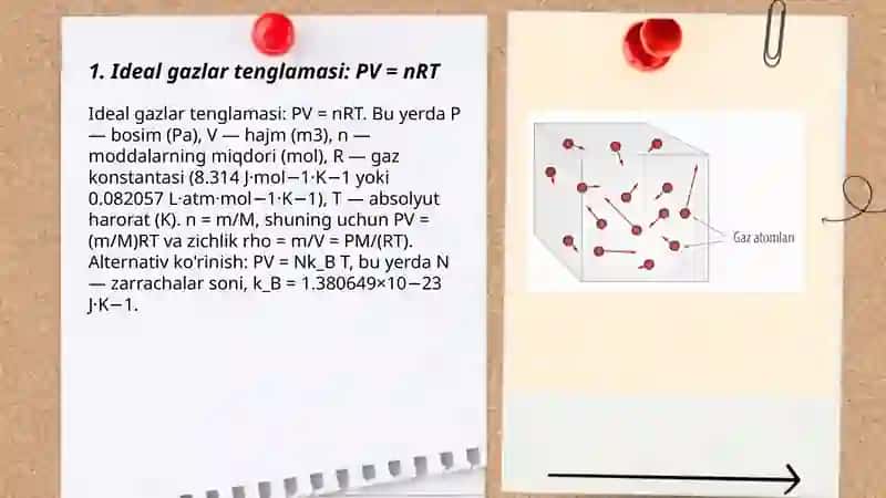 Ideal gaz. Molekulyar kinetik nazarya asosiy tenglamalari 3