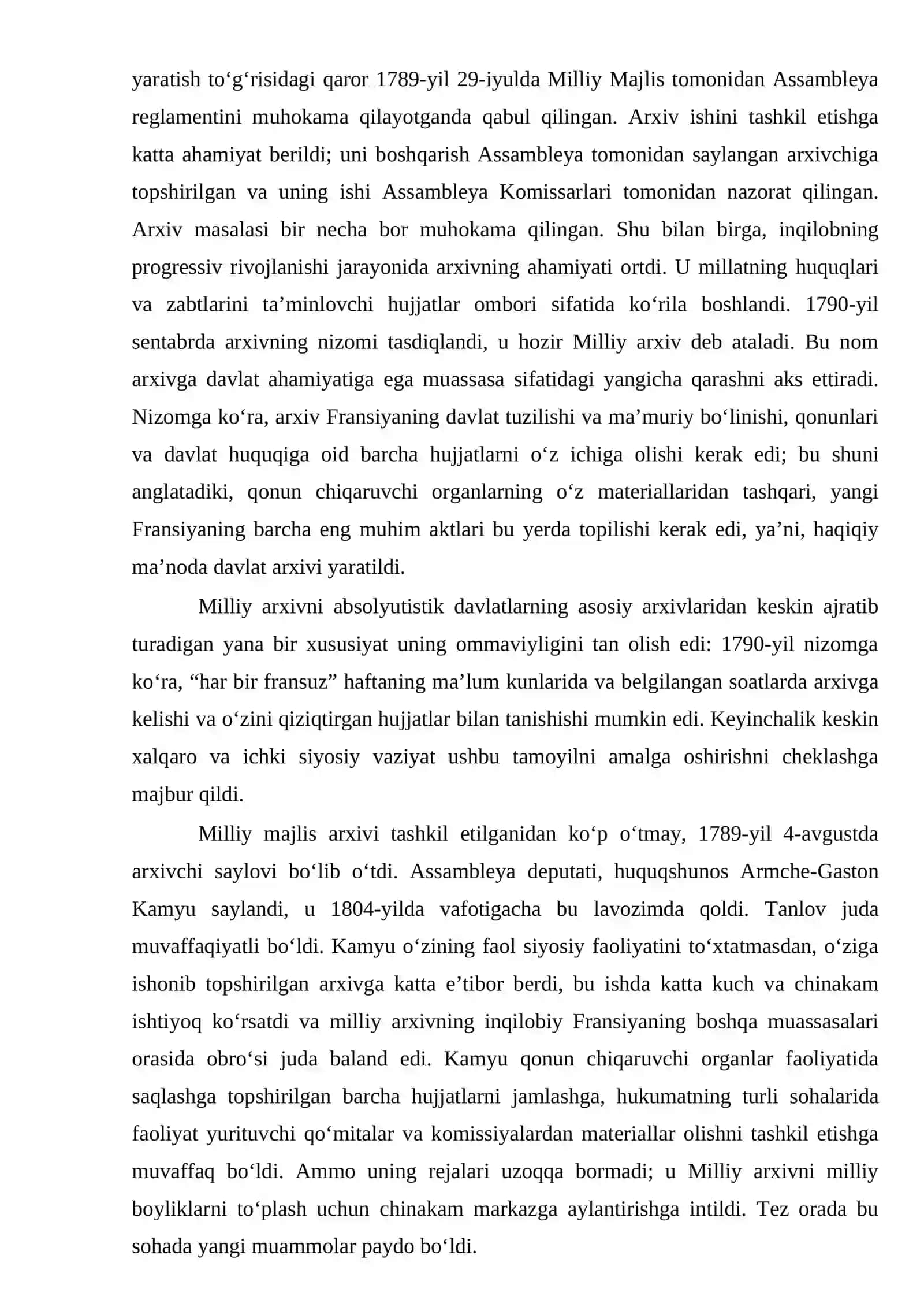 JAHON ARXIVLARI TARIXI fanidan “Yangi davrda Fransiya va Buyuk Britaniyada arxiv ishi taraqqiyoti” mavzusidagi referat MUSTAQIL ISHI 3