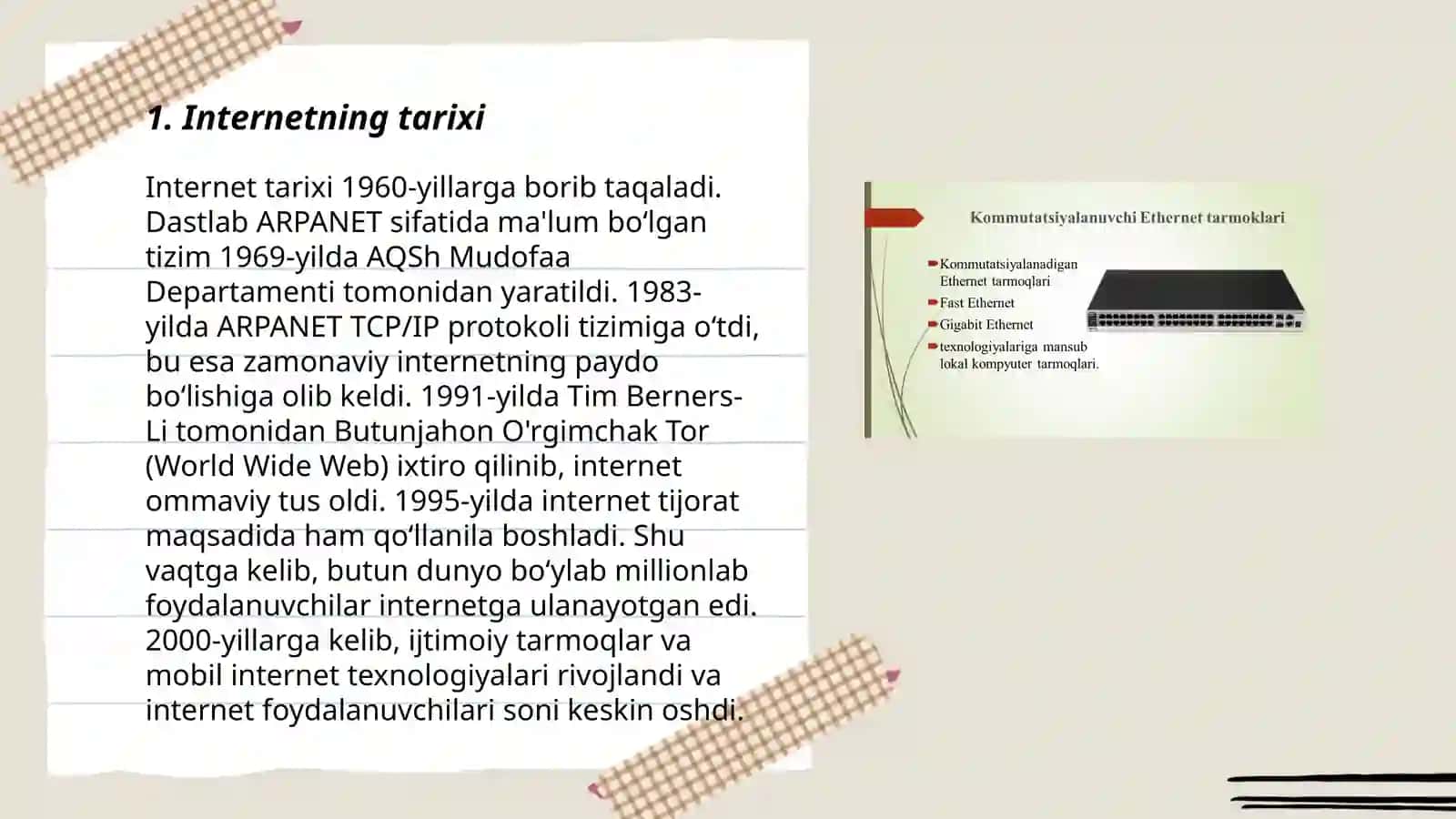 Internet va Global kompyuter tarmoqlari Ergashova Sarvinozxon 3