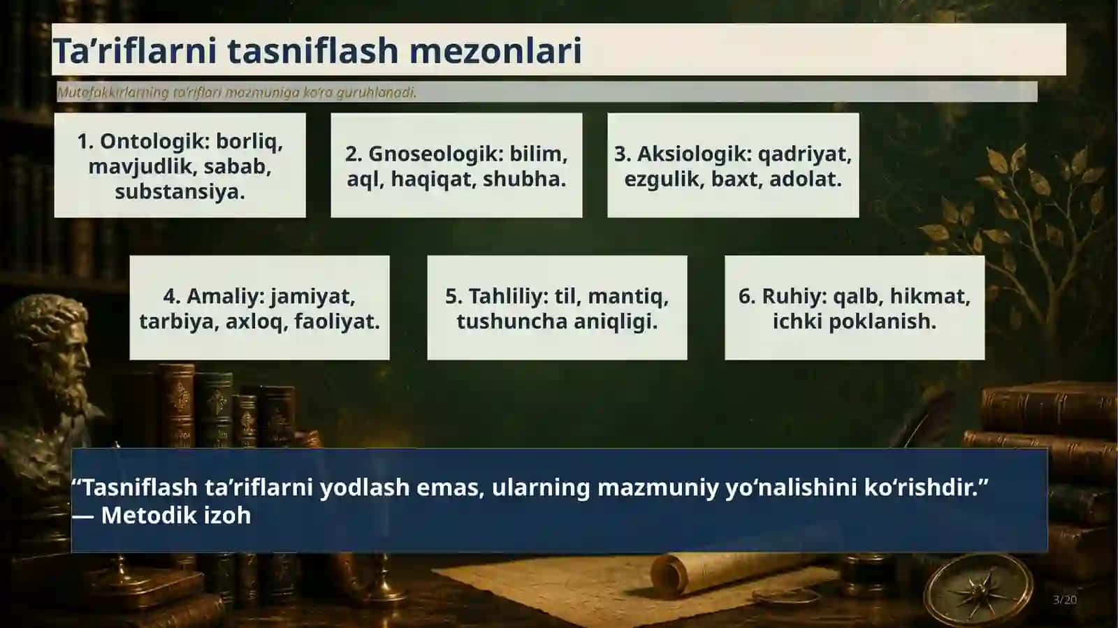 Falsafaning mohiyatiga oid Sharq va G‘arb mutafakkirlari ta’riflarini tasniflash 3