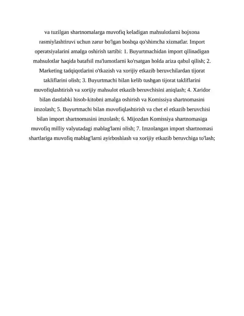 Tavarlarni import qilish bo'yicha operatsiyalarni hisobga olish quyi tizimini ishlab chiqish 3