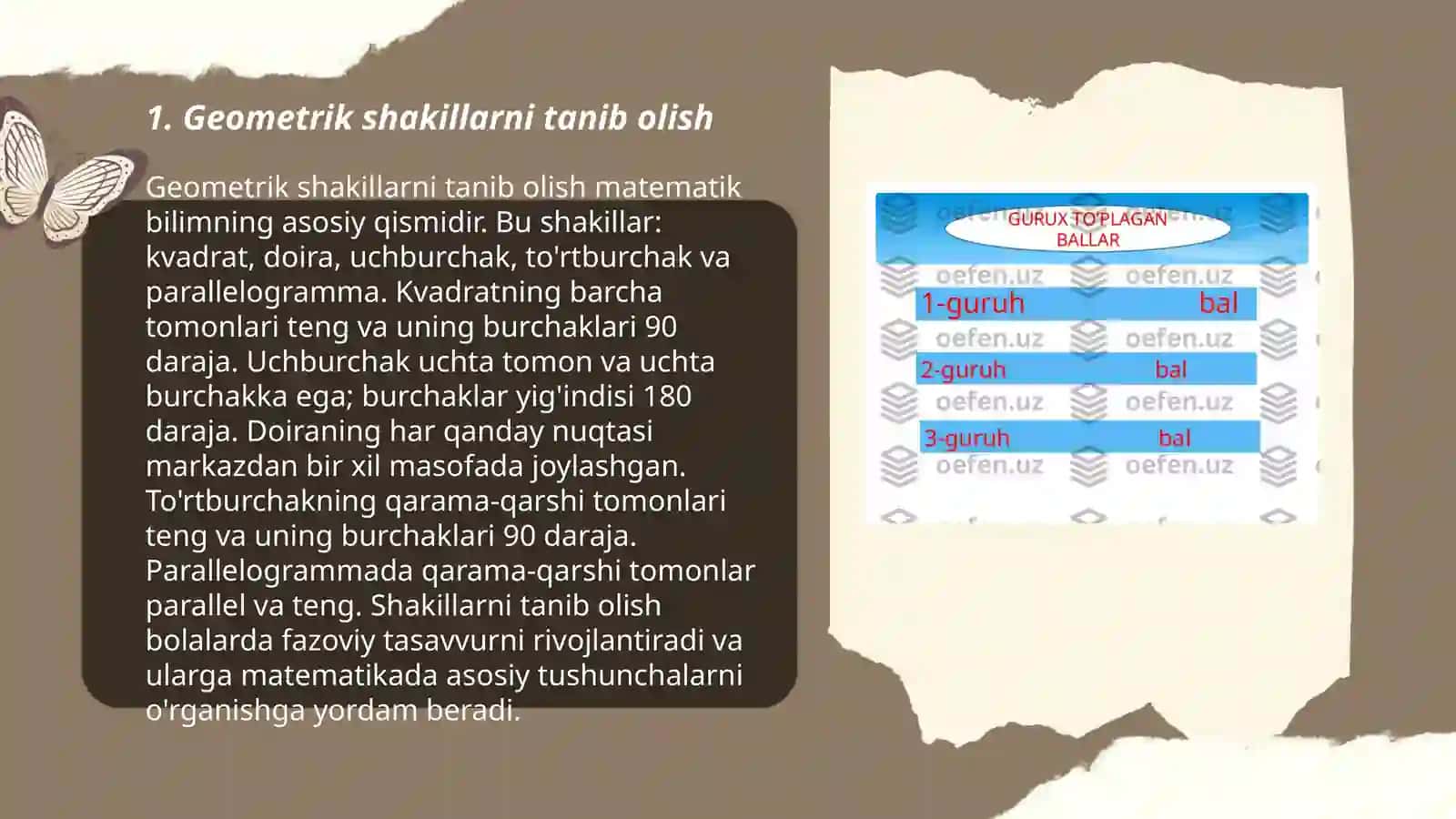 Geometrik shakillar va oʻlchashlar 3