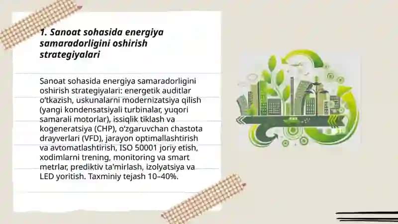Mamlakat iqtisodiyotining energiya samaradorligini oshirish yo‘nalishlari 3