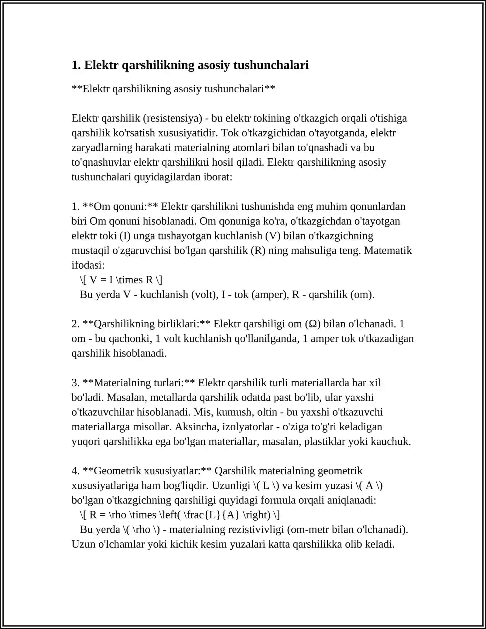 RADIOELEKTRON ZANJIRLARNING ASOSIY ELEMENTLARI (ELEKTR QARSHILIK, KONDENSATORLAR, INDUKTIV G'ALTAK) 3