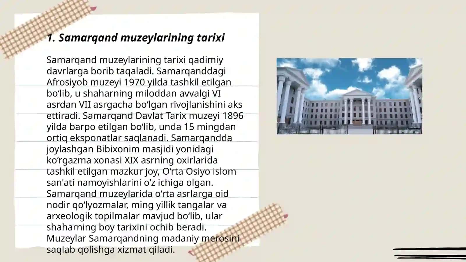 Samarqand muzeylarining tarixi 3