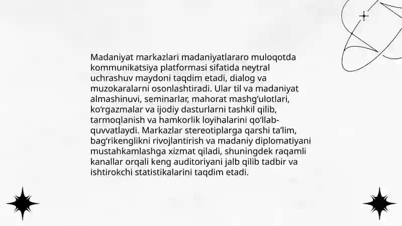 Madaniyat markazlarining madaniyatlararo muloqotdagi ro'li 3