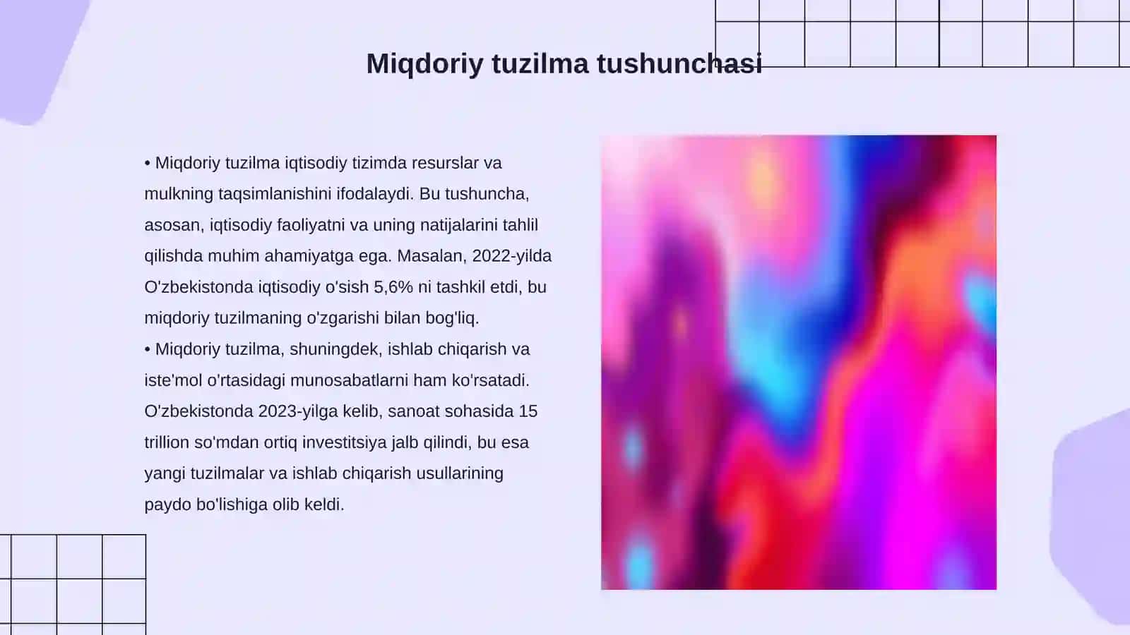 Miqdoriy tuzilma-mulk munosabatlari 3