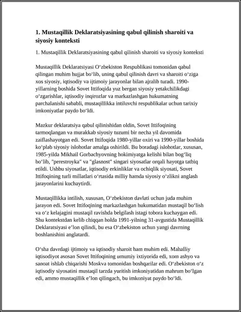 MUSTAQILLIK DEKLARATSIYASINING TARIQIY AHAMIYATI 3