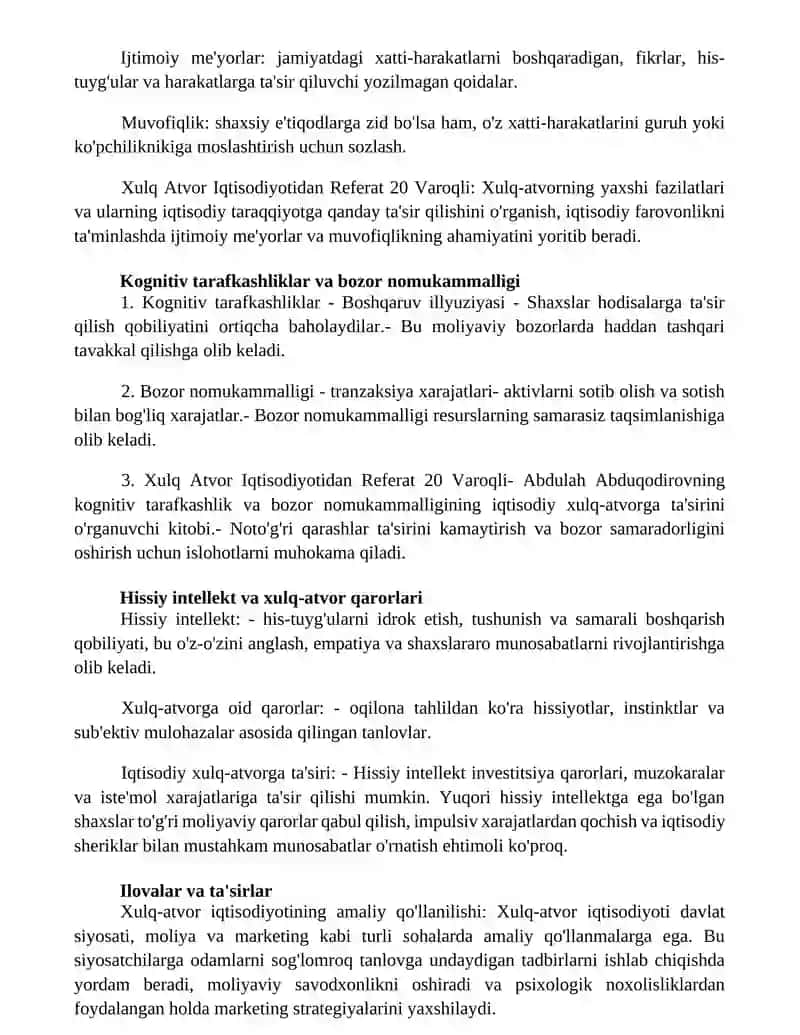 Xulq Atvor Iqtisodiyotidan Referat 20 Varoqli 3