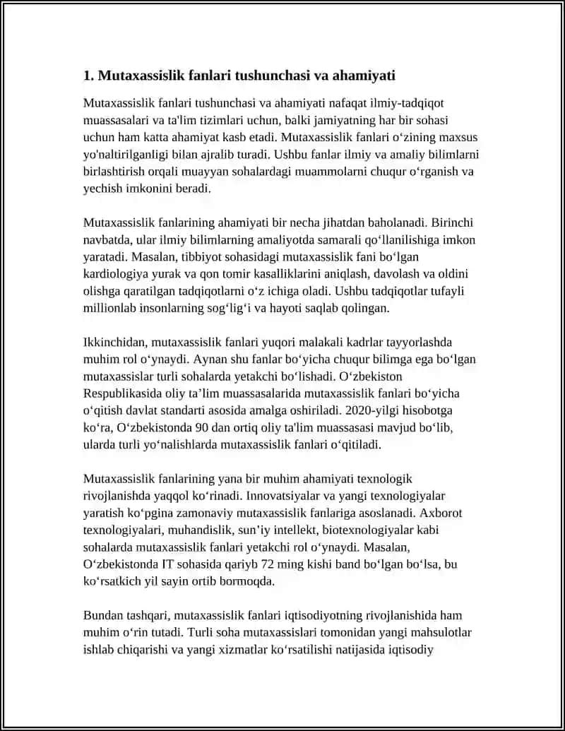 MUTAXASSISLIK FANLARINING UMUMIY TAVSIFI VA ULARNING TASNIFINI AMALIY MISOLLAR ORQALI KOʻRSATISH 3