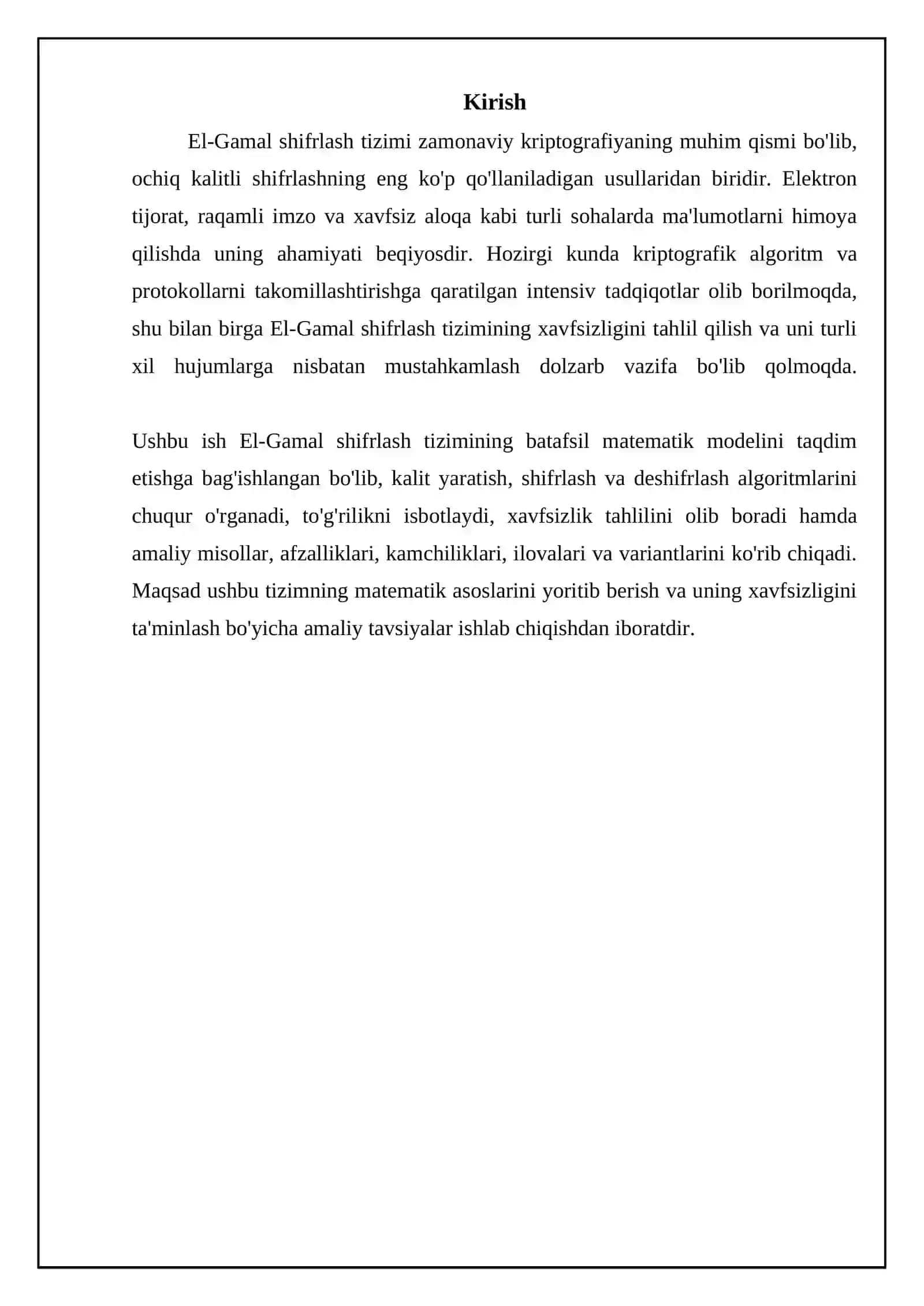 El-Gamal shifrlash tizimining matematik modeli 3