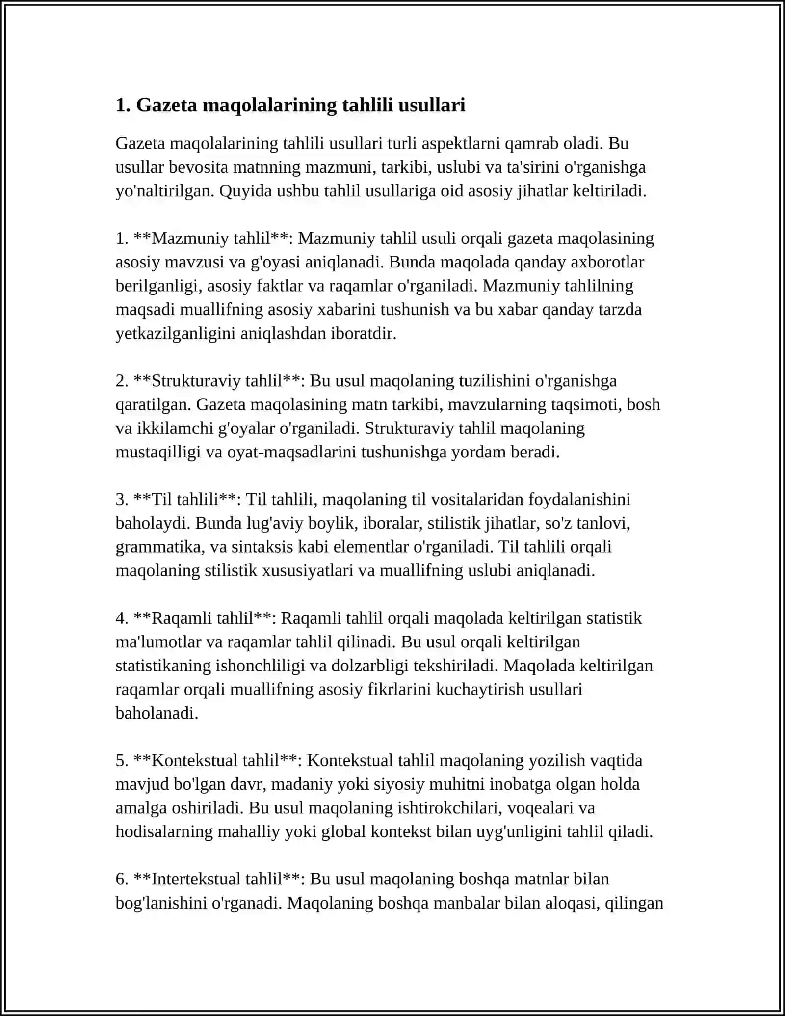 AXBOROT MATNLARI (GAZETA,INTERNET SAYTLARI MAQOLALARI) USTIDA ISHLASH 3