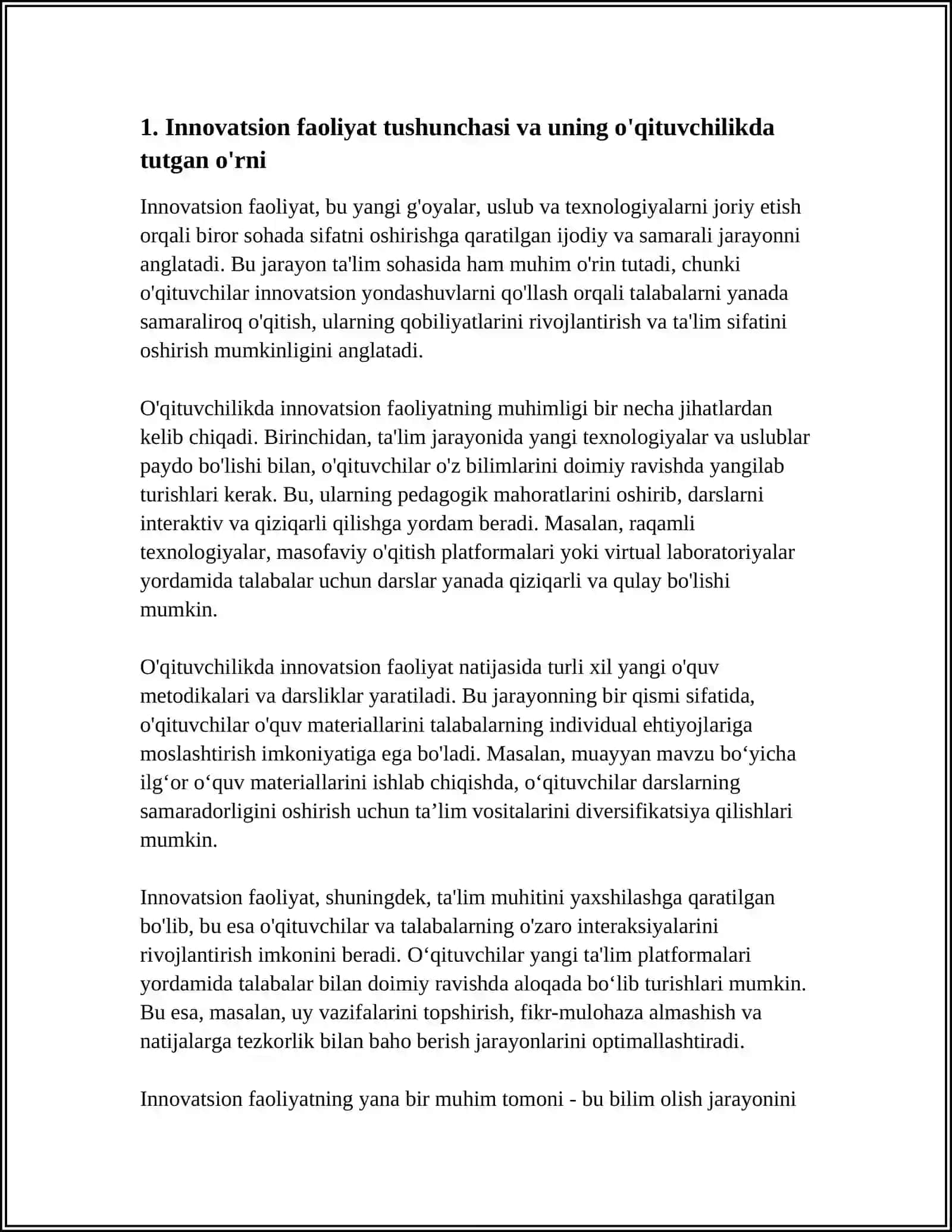 O’QITUVCHINING INNOVATSION FAOLIYATINI SHAKILLANTIRISH SHARTLARI 3