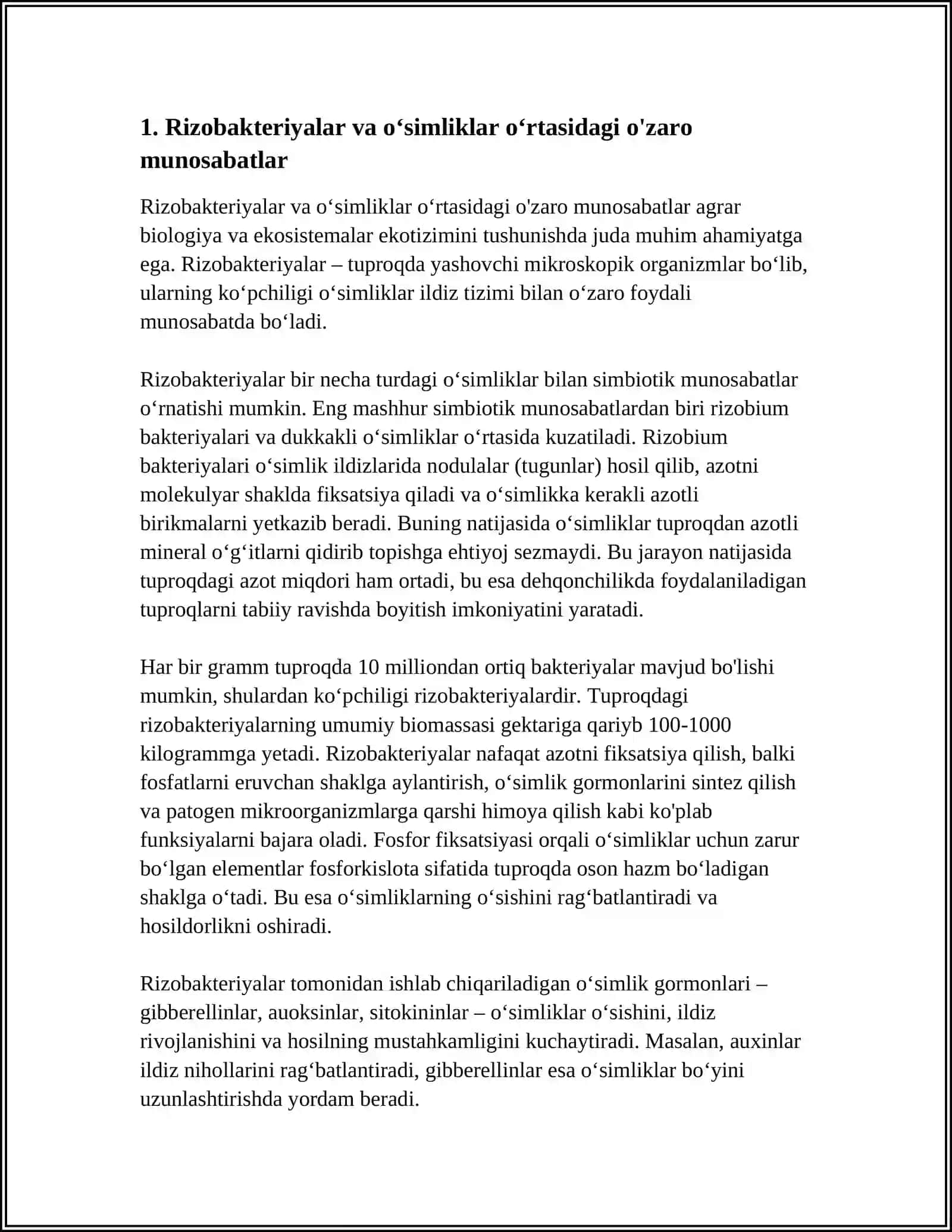 MIKROORGANIZMLAR OʻSIMLIKLAR OʻZARO MUNOSABATLARI 3