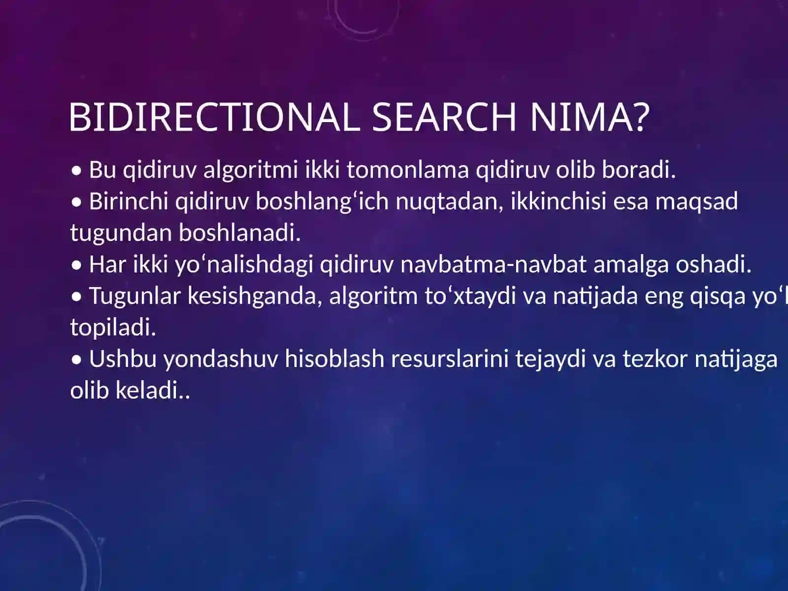 Bidirectional Search Algoritmi 3