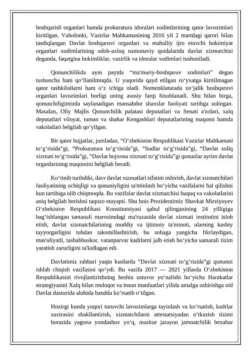 MUSTAQILLIK YILLARIDA DAVLAT BOSHQARUVI TIZIMIDA AMALGA OSHIRILGAN ISLOHOTLAR 3