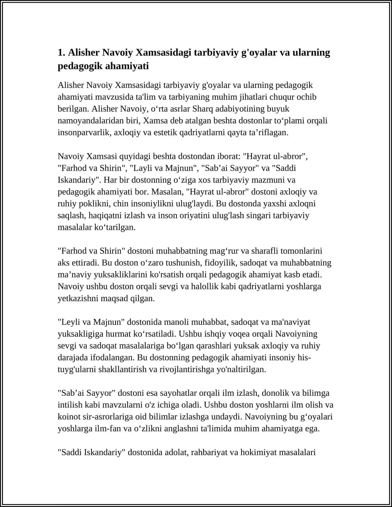 ALISHER NAVOIYNING XAMSA DOSTONI ASARLARINING PEDAGOGIK TAHLILI 3