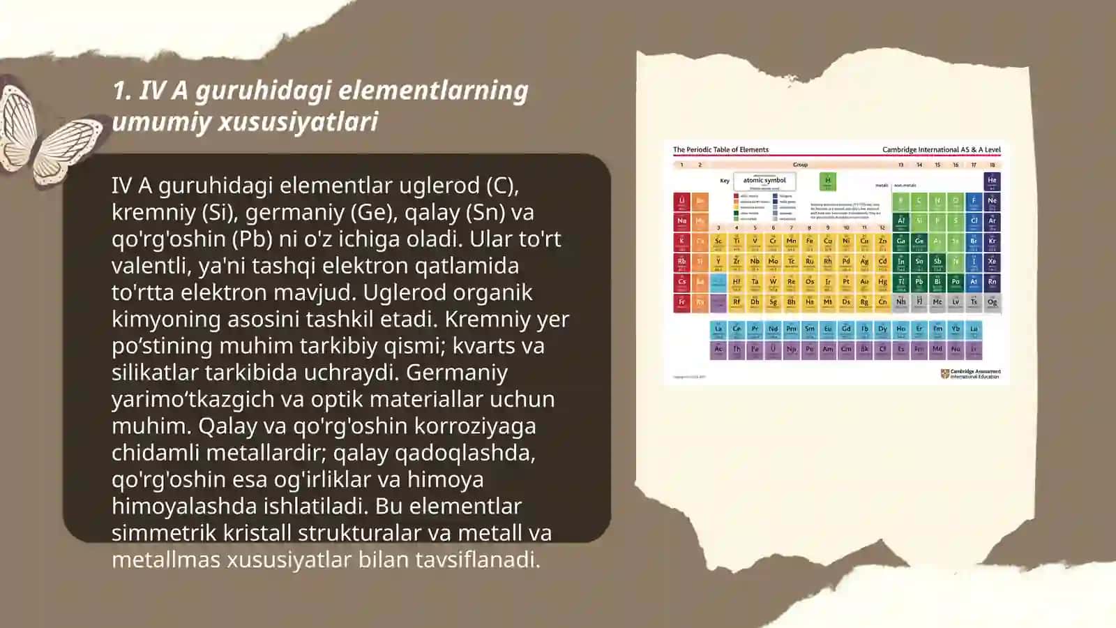 Davriy sistemaning asosiy guruppacha IV A guruh elementlari 3