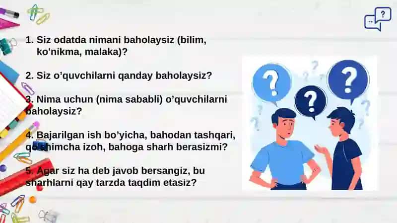 Maktabo'quv jarayonida yangi baholash tizimini to'g'ritash kilelish. Summativ baholash turlari va ularni tahdid etish 3