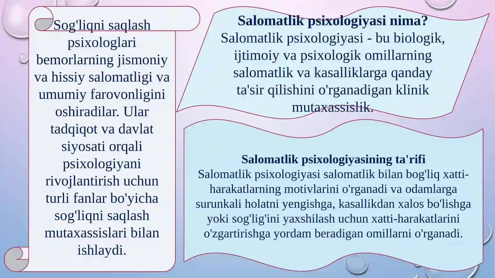 Sog'liqnisaqlash psixologi sifatida o'qitish va ishlash 3
