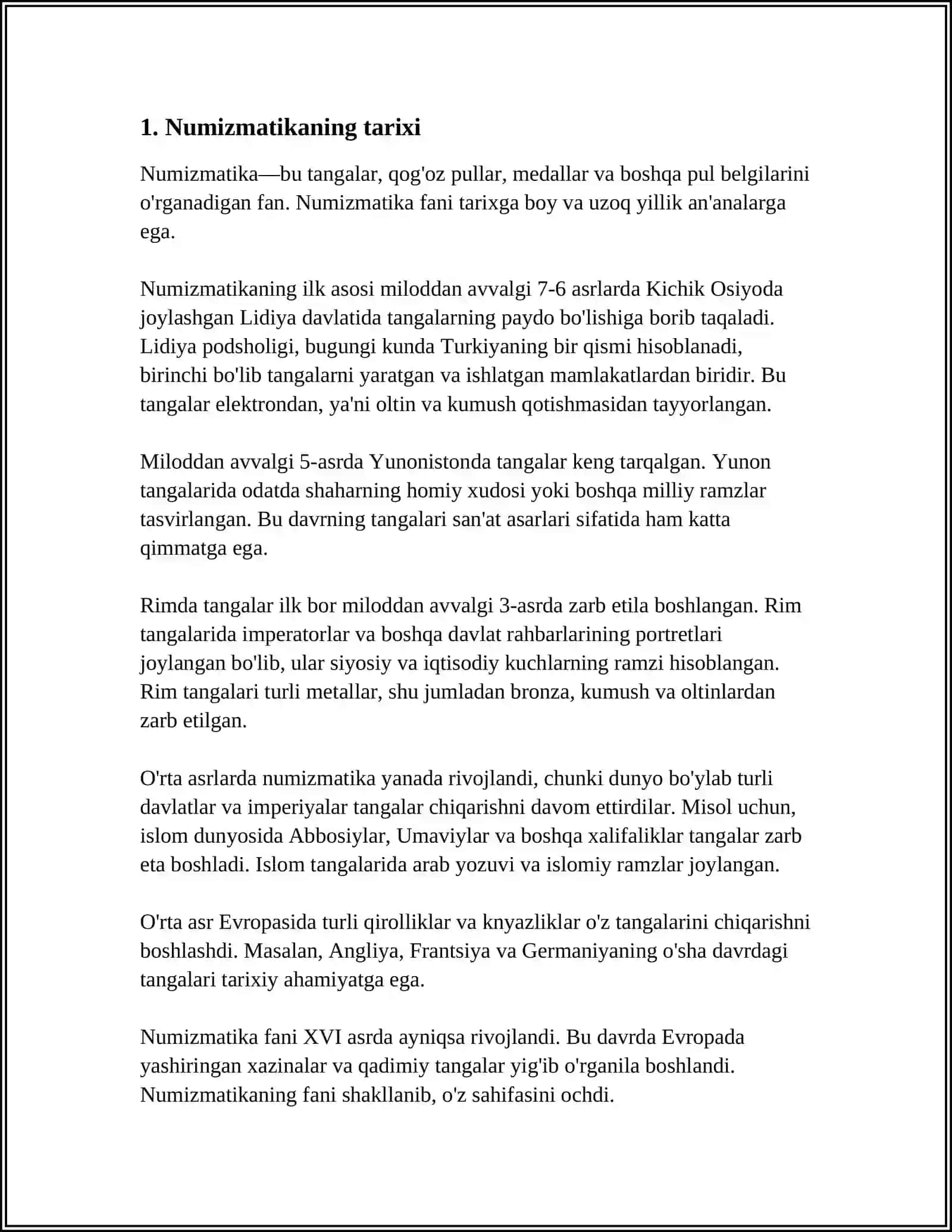 NUMIZMATIKA VA TARIXIY MANBALARI ÔRGANISH 3
