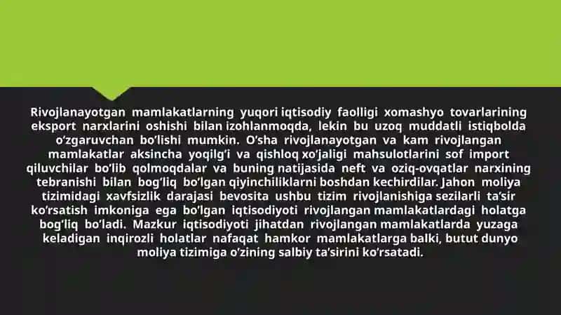 Jahon moliyaviy muxiti barqarorligida xalqaro moliyaviy xavfsizlikni ta'minlash masalalari 3