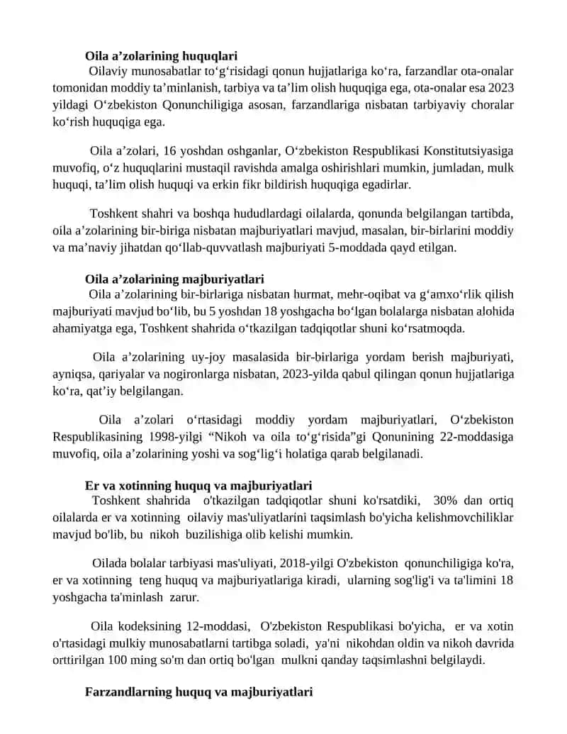 Oila a’zolarining o‘zaro huquq va majburiyatlari 3