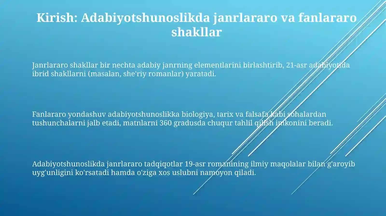 Oraliq tur va janrdan tashqari shakllar 3