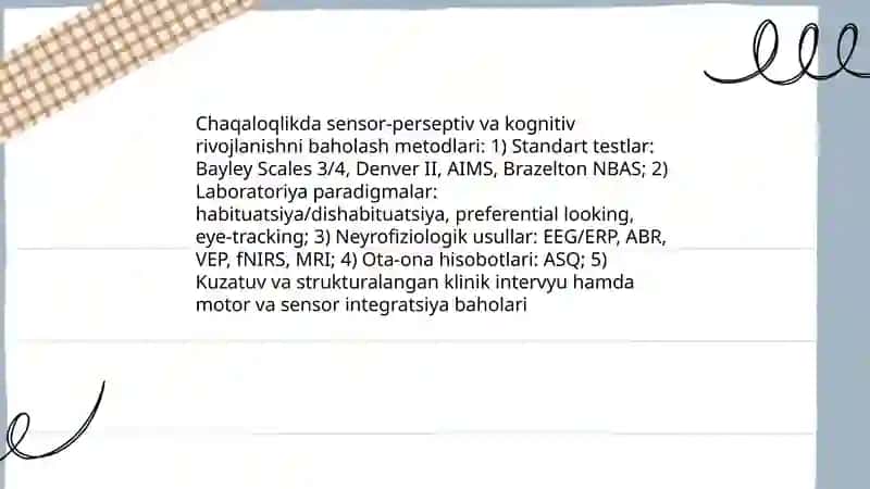 Chaqaloqlik davrida sensor persepiv hamda kongnutiv rivojlanish pisixadiyagnostukasi 3