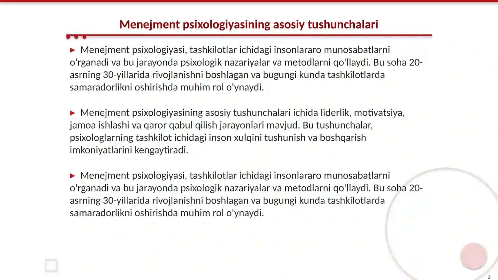 Menejment psixologiyasi psixologlar uchun oʻrgatilishi qonun qoidalari va yoʻnalishlari 3
