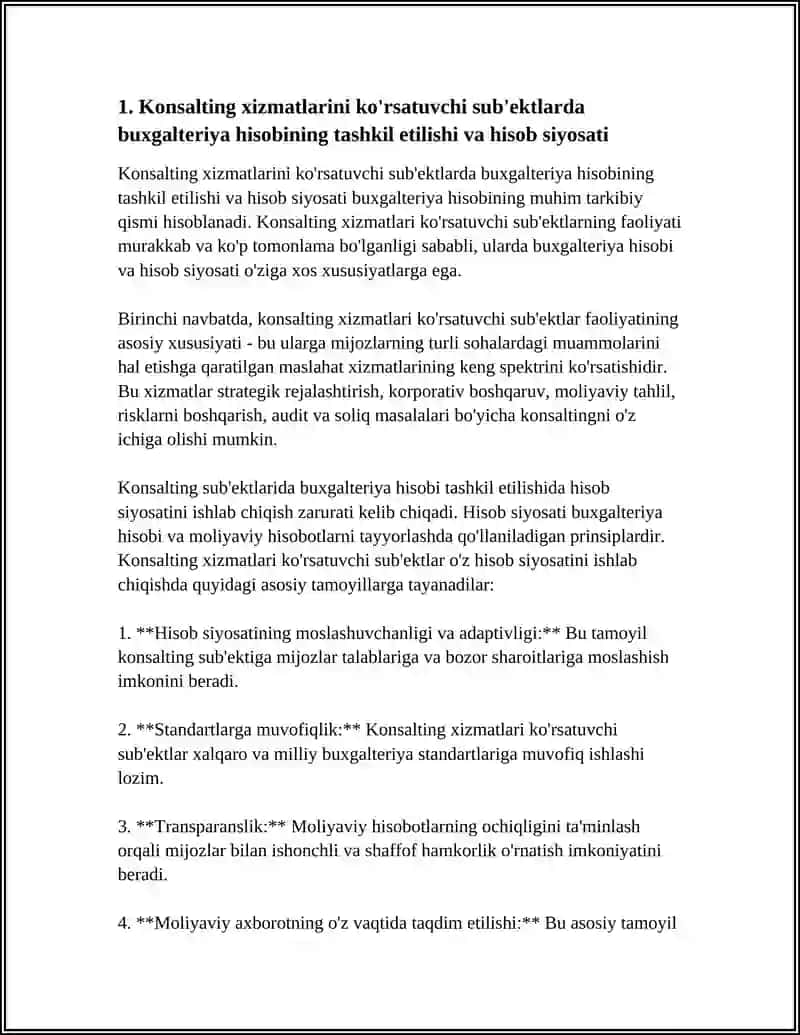 KONSALTING XIZMATLARINI KO’RSATUVCHI SUB’EKTLARDA BUXGALTERIYA HISOBI 3