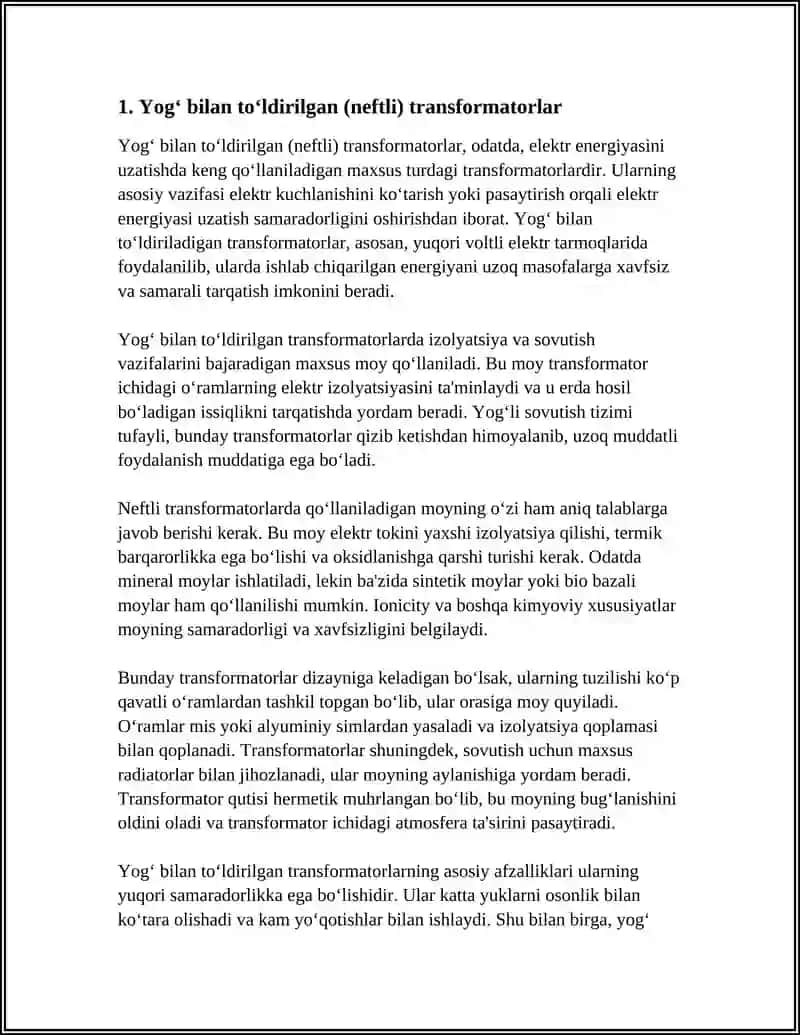 Yog‘ bilan to‘ldirilgan (neftli) transformatorlar 3