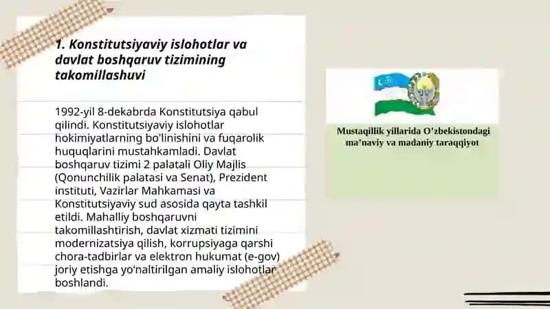 Mustaqillik yillarida O‘zbekistonning ijtimoiy-siyosiy rivojlanish strategiyasi: yangilanish va taraq 3