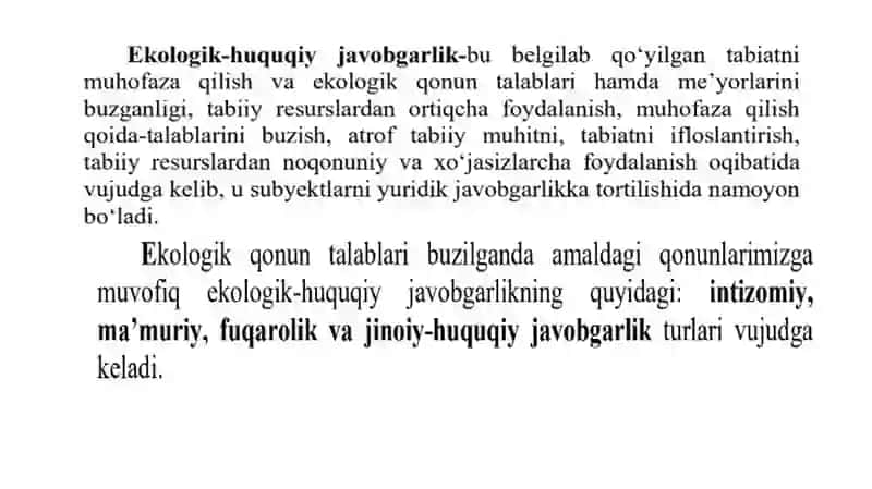 Ekologik huquq-buzarlik uchun javobgarlik 3