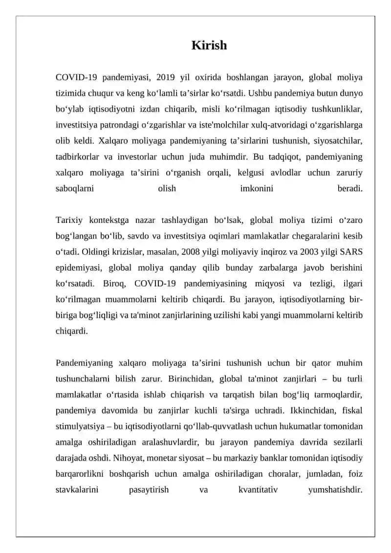 Xalqaro Moliyaga Koronavirus Pandemiyasi Ta'siri 3
