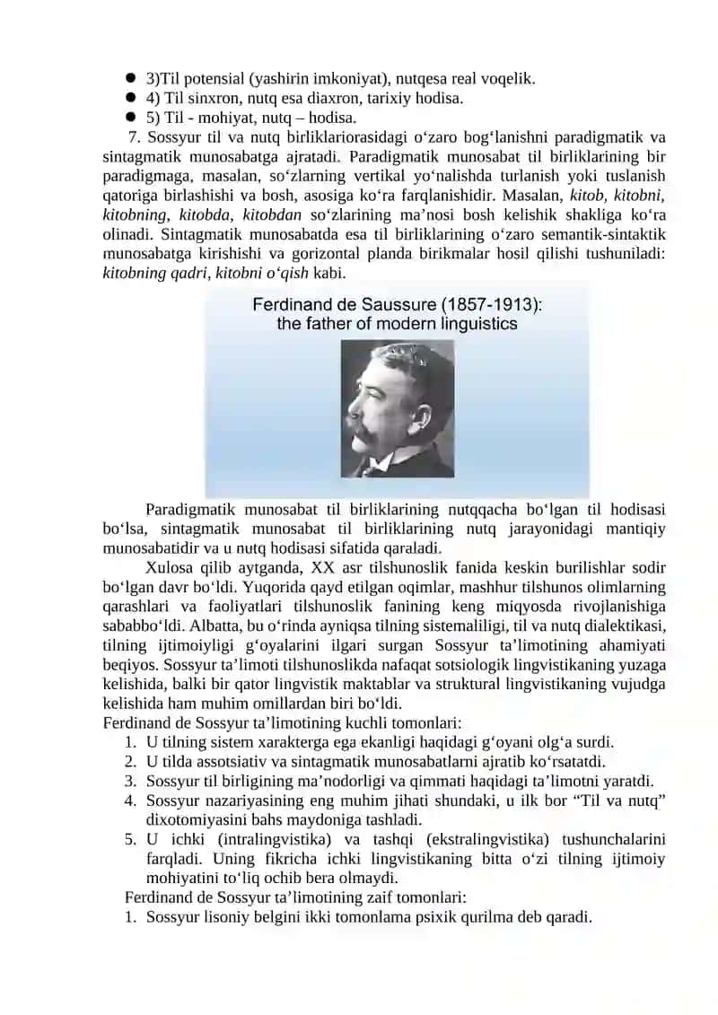 Ferdinand de Sossyur Linguistics Theory 3